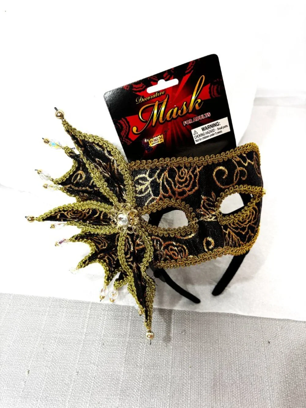 Venetian Navy & Gold Rose Brocade Carnival Mask NWT NOS